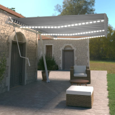 vidaXL kék-fehér automata szélérzékelős és LED-es napellenző 600x350cm kerti bútor