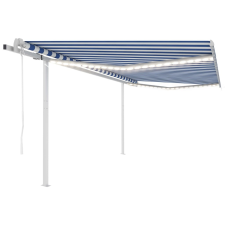 vidaXL kék-fehér szélérzékelős és LED-es napellenző 4,5 x 3,5 m kerti bútor