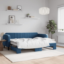 vidaXL kék kihúzható bársony heverő 80 x 200 cm ágy és ágykellék