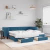 vidaXL kék kihúzható bársony heverő fiókkal 90 x 200 cm