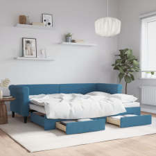 vidaXL kék kihúzható bársony heverő fiókokkal 80 x 200 cm ágy és ágykellék