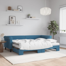 vidaXL kék kihúzható bársony heverő matraccal 80 x 200 cm ágy és ágykellék