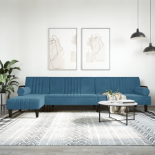 vidaXL kék L-alakú bársony kanapéágy 260x140x70 cm bútor