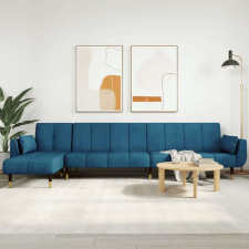 vidaXL kék L-alakú bársony kanapéágy 275x140x70 cm bútor