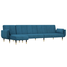 vidaXL kék L-alakú bársony kanapéágy 275x140x70 cm (3157205) bútor