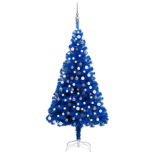 vidaXL kék PVC műkarácsonyfa LED-ekkel és gömbszettel 150 cm  (3077680) műfenyő