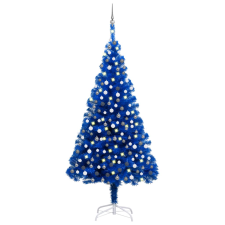 vidaXL kék PVC műkarácsonyfa LED-fényekkel és gömbszettel 210 cm  (3077682) műfenyő