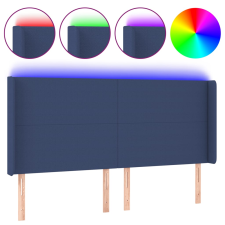 vidaXL kék szövet LED-es fejtámla 203x16x118/128 cm (3123796) ágy és ágykellék