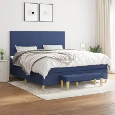 vidaXL kék szövet rugós ágy matraccal 180 x 200 cm ágy és ágykellék