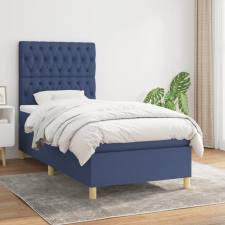 vidaXL Kék szövet rugós ágy matraccal 90 x 190 cm ágy és ágykellék