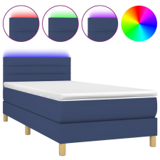 vidaXL kék szövet rugós és LED-es ágy matraccal 100x200 cm (3133779) ágy és ágykellék