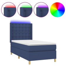 vidaXL kék szövet rugós és LED-es ágy matraccal 100x200 cm (3139179) ágy és ágykellék