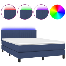 vidaXL kék szövet rugós és LED-es ágy matraccal 140x190 cm (3133315) ágy és ágykellék