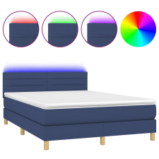 vidaXL kék szövet rugós és LED-es ágy matraccal 140x190 cm (3133795) ágy és ágykellék