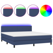 vidaXL kék szövet rugós és LED-es ágy matraccal 160x200 cm (3133011) ágy és ágykellék