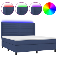 vidaXL kék szövet rugós és LED-es ágy matraccal 160x200 cm (3138411) ágy és ágykellék
