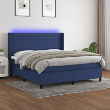 vidaXL Kék szövet rugós és LED-es ágy matraccal 180 x 200 cm ágy és ágykellék