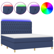 vidaXL kék szövet rugós és LED-es ágy matraccal 180 x 200 cm (3135699) ágy és ágykellék