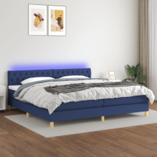 vidaXL kék szövet rugós és LED-es ágy matraccal 200 x 200 cm ágy és ágykellék