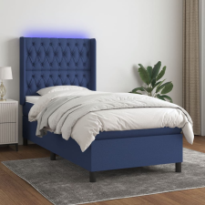 vidaXL Kék szövet rugós és led-es ágy matraccal 80 x 200 cm ágy és ágykellék