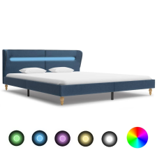 vidaXL kék szövetkárpitozású LED-es ágykeret 180 x 200 cm ágy és ágykellék