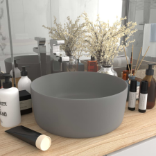 vidaXL kerek matt világosszürke kerámia luxus mosdókagyló 40 x 15 cm fürdőszoba kiegészítő