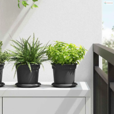 vidaXL Kerek Virág Tálca 24 pcs Fekete Ø 14 x 2 cm Műanyag kerti tárolás