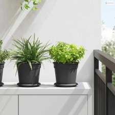 vidaXL Kerek Virágcserép 6 pcs Fekete Ø 17 x 14 cm Műanyag kerti tárolás