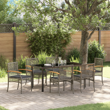 vidaXL Kert étkező szett 7 pcs Szürke polirattan (3380824) kerti bútor