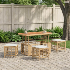 vidaXL Kert étkező szett párnával 4 pcs Természetes és Fehér kerti bútor