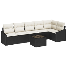 vidaXL Kert Sofa Készlet 7 részes Fekete PE Rattan Kültéri Sofa (3355416) kerti bútor