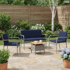 vidaXL Kert szett párnával acél kerti bútor