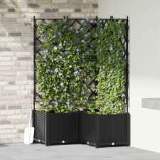vidaXL Kert Virágcserép Rácsos 3 db Fekete 80x80x143 cm kerti tárolás