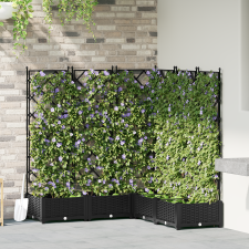 vidaXL Kert Virágcserép Trellisszel 5 db Fekete 120x120x125.5 cm kerti tárolás