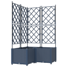vidaXL Kertcserép Trellisszel 3 db Szürke 80x80x143 cm (42002864) kerti tárolás