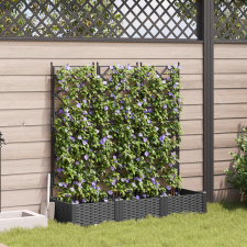 vidaXL Kertészeti Cserép trellis-szel 3 db Fekete 120x40x125.5 cm kerti tárolás