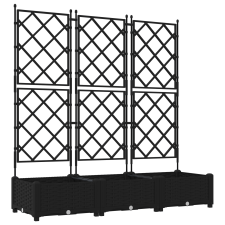 vidaXL Kertészeti Cserép trellis-szel 3 db Fekete 120x40x125.5 cm (42002839) kerti tárolás