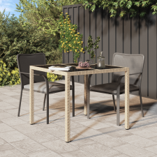 vidaXL Kerti Étkezőasztal Bézs 90x90x75 cm Polirattan kerti bútor