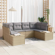 vidaXL Kerti Kanapé Szett 6 pcs Beige és Világosszürke Poli rattan kerti bútor