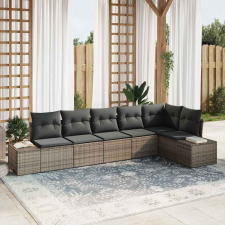 vidaXL Kerti Kanapé Szett 6 pcs Szürke Poli rattan, porfestett acél kerti bútor