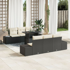 vidaXL Kerti Kanapé Szett 7 darab Fekete Rattan Wicker kerti bútor