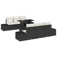 vidaXL Kerti Kanapé Szett 7 darab Fekete Rattan Wicker (3357840) kerti bútor