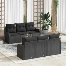 vidaXL Kerti Kanapé Szett 7 pcs Fekete kerti bútor