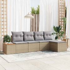 vidaXL Kerti Kanapé Szett párnával 5 pcs Bézs Poli rattan kerti bútor
