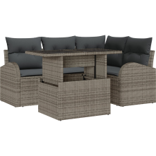vidaXL Kerti Kanapé Szett párnával 5 pcs Szürke Poli rattan (3348635) kerti bútor