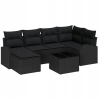 vidaXL Kerti Kanapé Szett párnával 7 pcs Fekete Poli rattan (3354792)