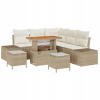 vidaXL Kerti Kanapé Szett párnával 8 pcs Bézs Poli rattan (3362786)