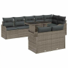 vidaXL Kerti Kanapé Szett párnával párnával 9 pcs Szürke Poly Rattan