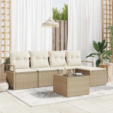 vidaXL Kerti Kanapé Szett párnával tárolóval 6 pcs Beige és krém kerti bútor