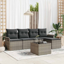 vidaXL Kerti Kanapé Szett párnával tárolóval 6 pcs Szürke Poli rattan kerti bútor